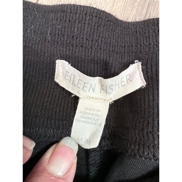 Eileen Fisher Black Linen Blend Cropped Pants Womens L with Drawstring Waist & F - Picture 5 of 7
